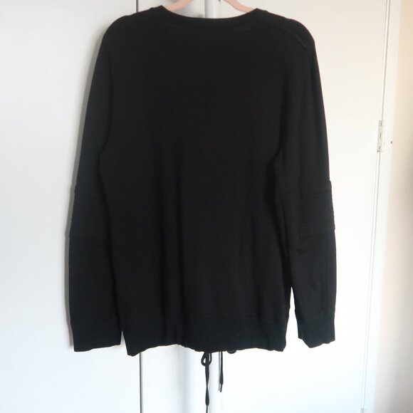 Helmut Lang Black Cotton Moto Sleeve Sweatshirt with Drawstring Hem Size L - Picture 4 of 9
